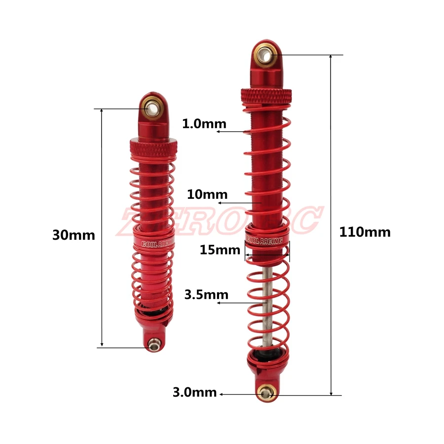 4 шт. алюминиевый амортизатор подвески для гусеничного масла 70 мм 80 90 100 110 120