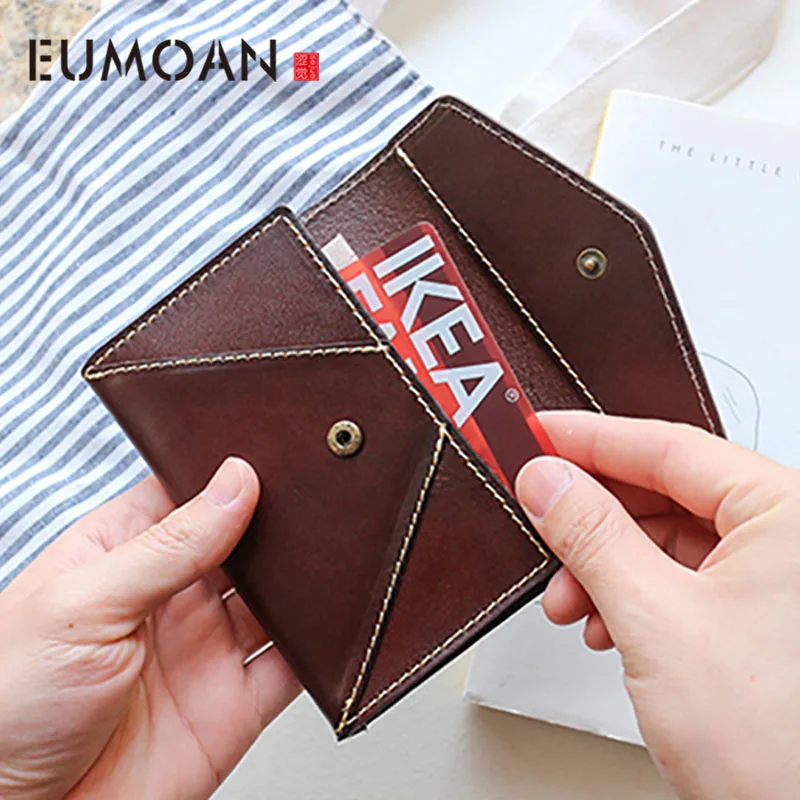 Сумка-конверт для карт кошелек ручной работы из воловьей кожи загара женская