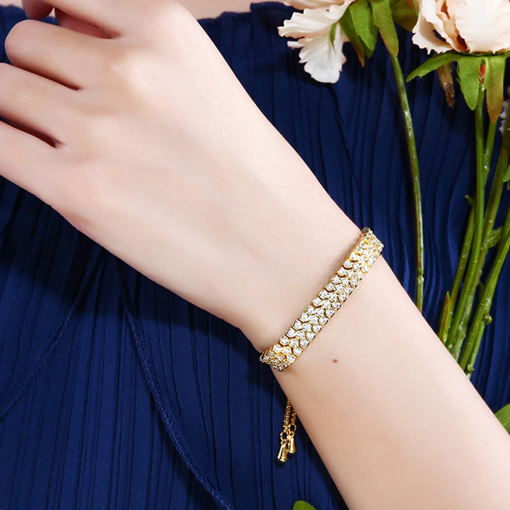 

Gold color New Boutique Bracelet Free Length bangles femme marque de luxe big Latest Bracelets for women fashion jewelry