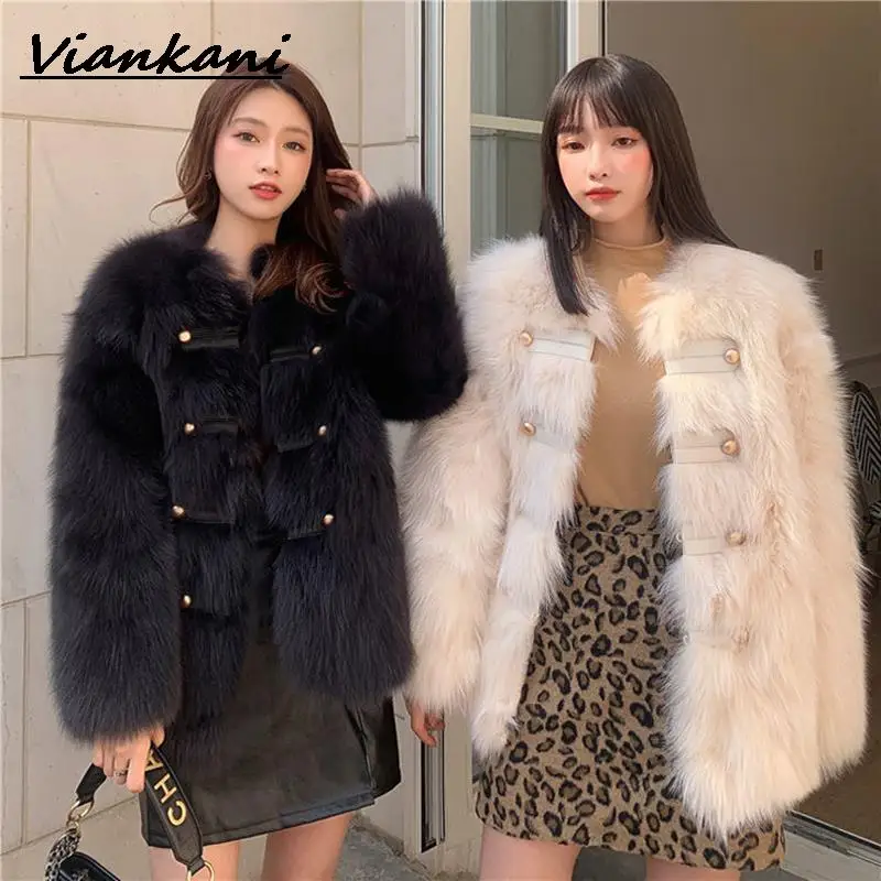 

Fashion Thick Warm Faux Fur Fox Coat Women Elegant Luxury Young British Style Fur Jackets High Quality Soft Plush Solid OverCoat