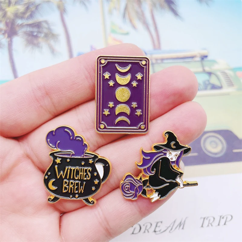 Креативные Веселые эмалевые булавки на Хэллоуин волшебный волшебник шляпа