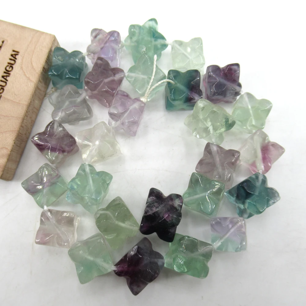 

APDGG Natural 10MM Multi color Purple Green Natural Fluorite Square Cube Cut Smooth Loose Beads 16" Strand Jewelry Making DIY