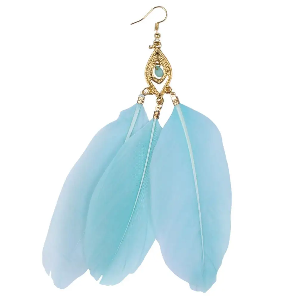 1 pair Fashion Ladies Charming 3-Pieces Feathers Drop Pendant Earrings Mint Green | Украшения и аксессуары