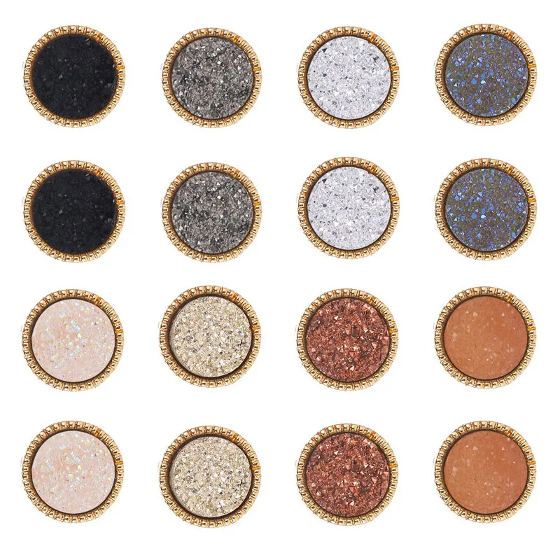 Друзовые серьги гвоздики маленькие круглые из смолы модные дизайнерские