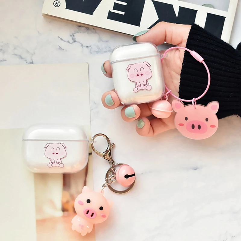 

1PC Cute Headphone Case For AirPods Cartoon Kawaii Pig Pendant Headset Case Wireless Bluetooth Earphone Box Protection Cover