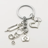 new nurse medical box medical key chain needle syringe stethoscope keychain jewelry medicine graduate gift souvenir charm bag