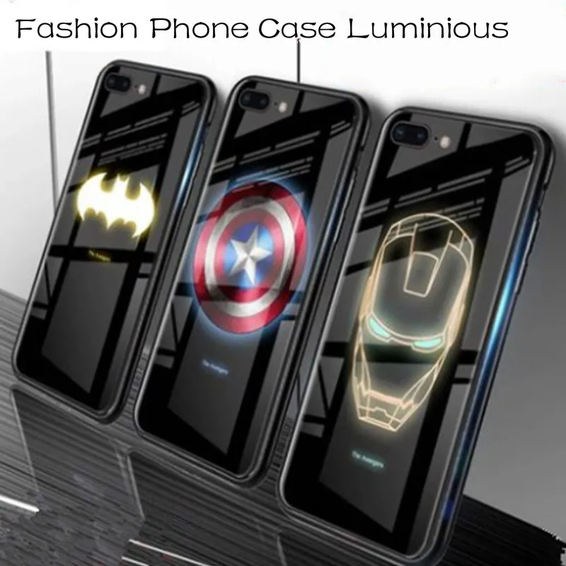 Luxury Phone Case Luminous Tempered Glass Fluorescence for iPhone X 7 8 6 6s Plus XS XR MAX anti scratch Shockproof |