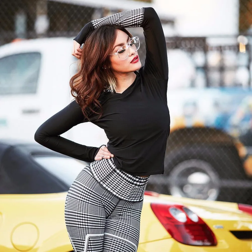 Новинка 2019 леггинсы Hayoha в клетку с цифровым принтом эластичная талия эластичные