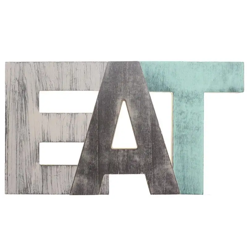 

Wooden EAT Letters Rustic Wall Mounted Decorative Signs For Kitchen Dining Room Home Decor Wood Cutout Word Blocks