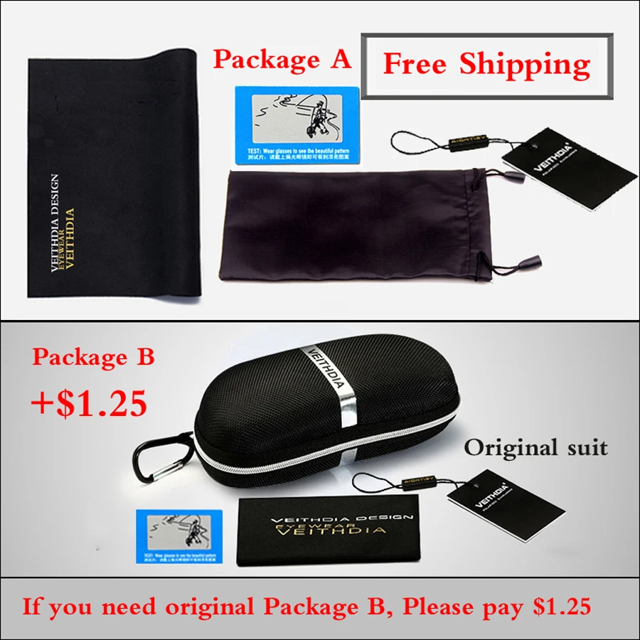 Мужские солнцезащитные очки в алюминиево магниевой оправе VEITHDIA Брендовые с