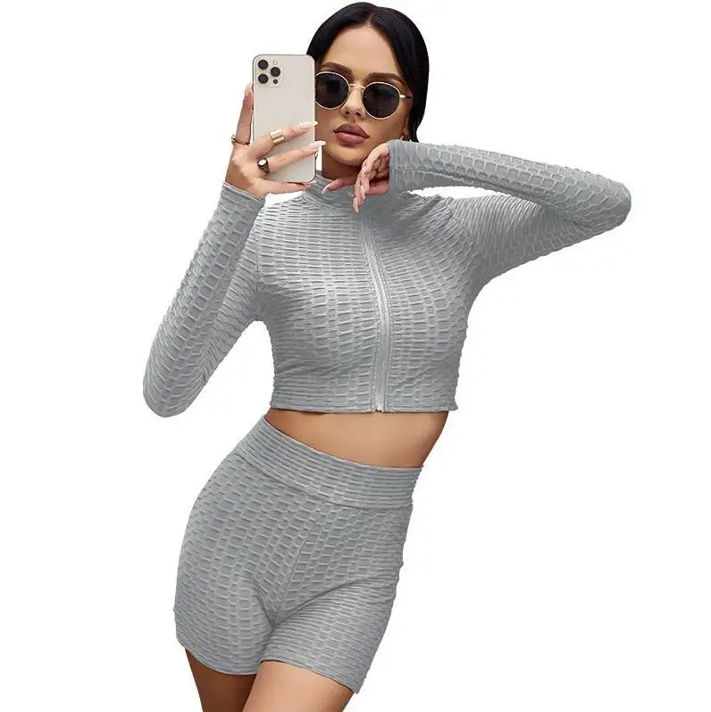 

JIAK Woman's Set Seamless Yoga Sport Suit Female Workout Clothes Athletic Gym Set Crop Top+Short Yoga Shorts Fitness Sportswear