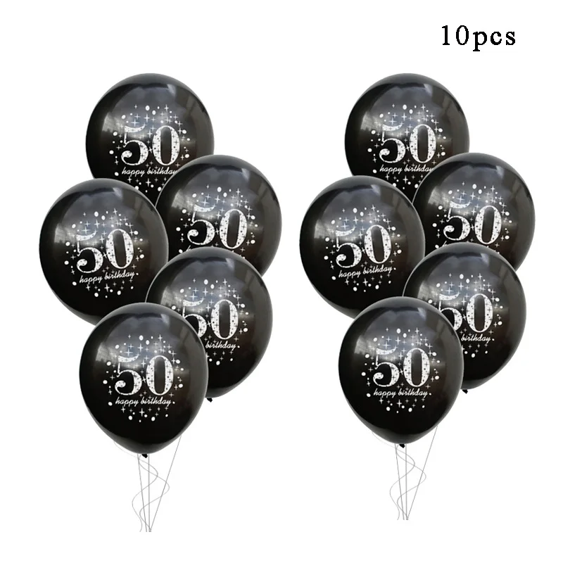 10pcs black 50 30th 40th 50th латексный воздушный шар "Конфетти" С Днем Рождения украшения для взрослых 30 40 50 60 лет с днем рождения - Цвет: 10pcs black 50