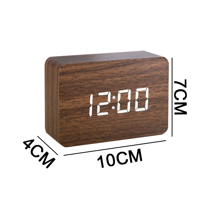 

LED Wooden Alarm Clock Watch Table Voice Control Digital Wood Despertador Electronic Desktop Powered Clocks Table Decor