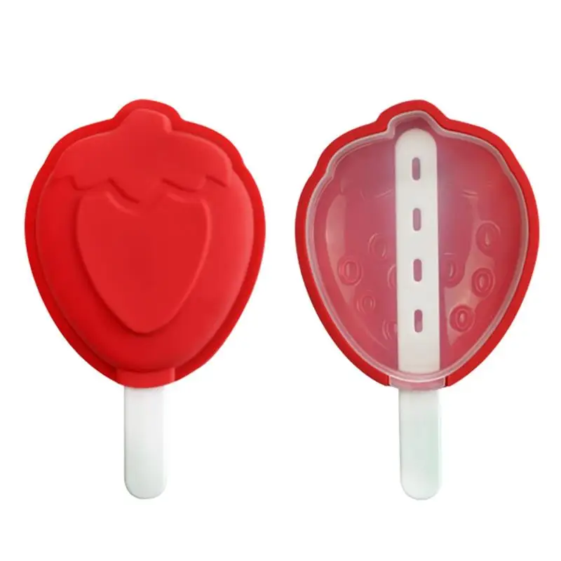 

Fruit Shape Ice Cream Mold Strawberry Popsicle Molds DIY Homemade Dessert Freezer Fruit Juice Ice Pop Maker Mould With Stick&Lid