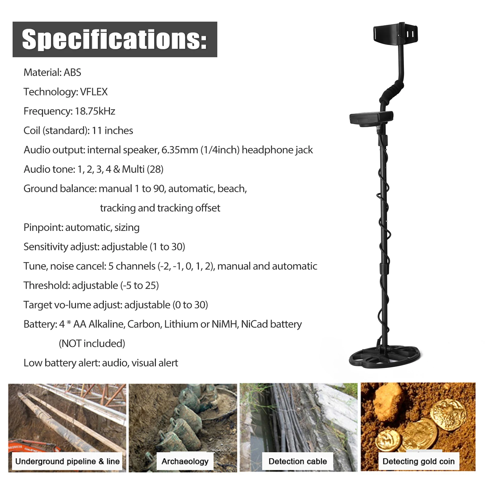 TC-800 11 дюймов подземный детектор металла Глубина поиска искатель золота Охотник