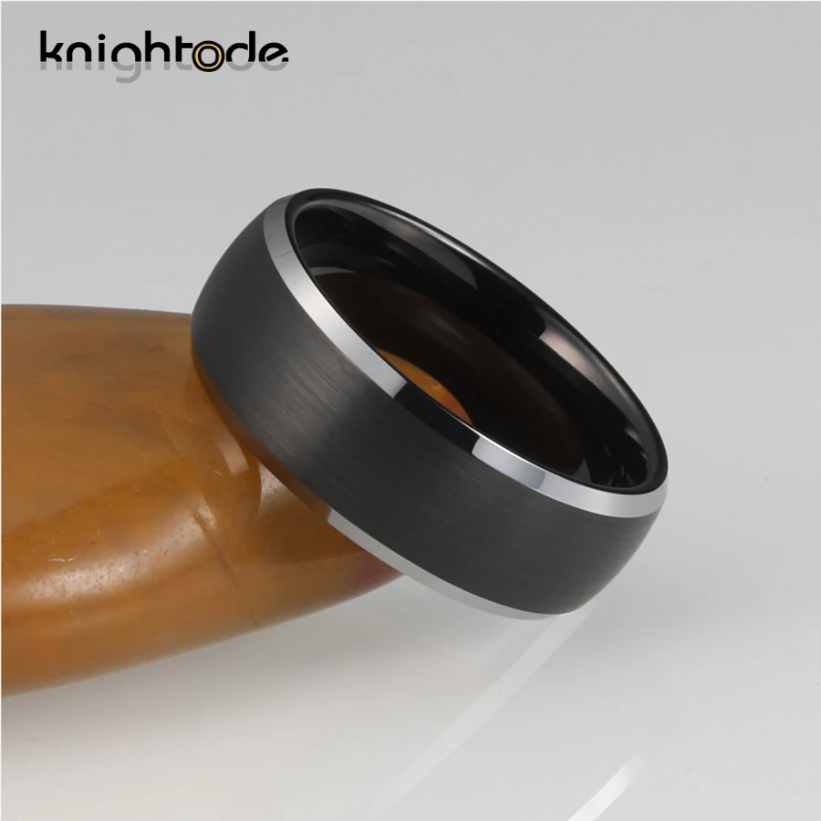 8 мм черное кольцо из карбида вольфрама для женщин и мужчин обручальные полосы