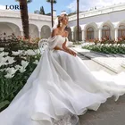 Свадебные платья принцессы LORIE с открытыми плечами из органзы, элегантное платье с коротким рукавом для свадебной вечеринки