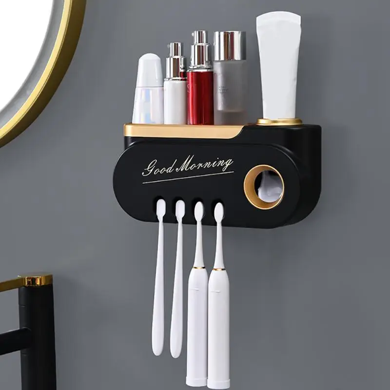 

Toothbrush Holder Automatic Toothpaste Squeezer Dispenser Portable Makeup Storage Rack Home Bathroom Accessories