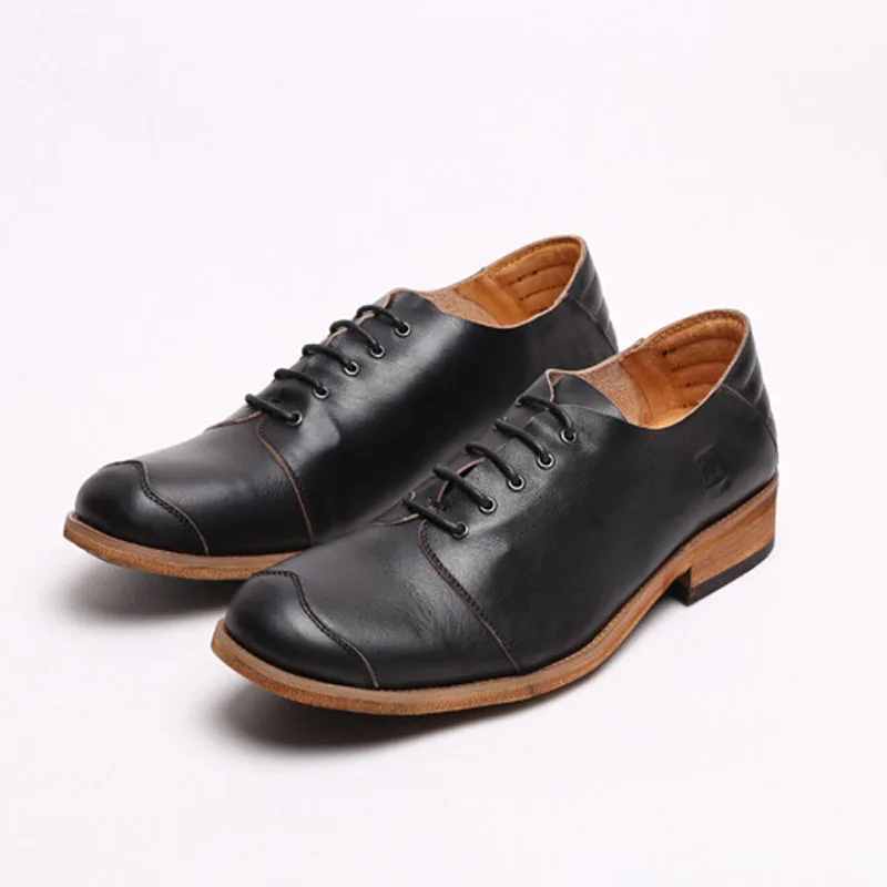 Мужские туфли из натуральной кожи Нескользящие на шнуровке повседневная обувь