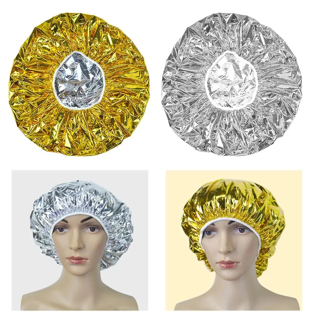 Toiletries Beauty Salon Shower Cap Thermal Insulation Aluminum Foil Elastic Female Hair Bathroom |