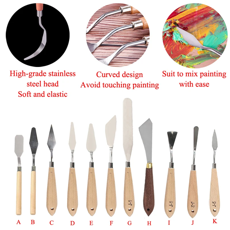 11Pcs Palette Texture Scraper Tool Paint Art Oil Mix Scrape Draw Spatula artist Painter Drawer Pigment watercolor Student | Дом и сад