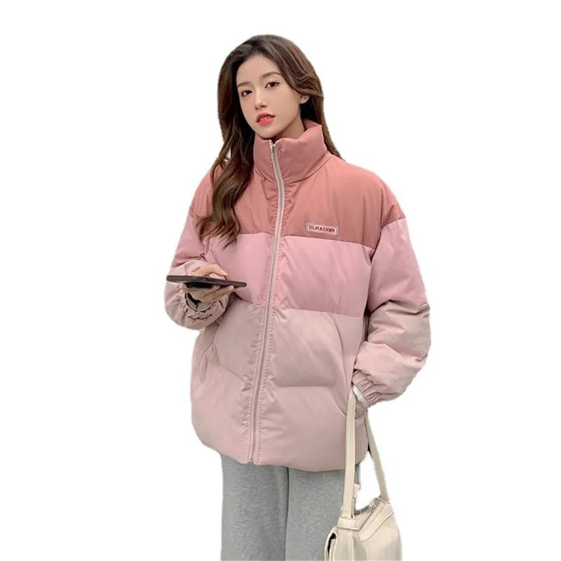

Fashion Gradient Color Padded Jacket Women 2022 Winter New Students All-match Casual Loose Thickened Cotton Coat Female JD2079