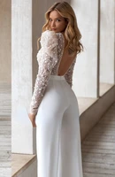 lakshmigown sexy bridal robe jumpsuit night gown for wedding receipt party dress luxury beading lace backless wedding dresses