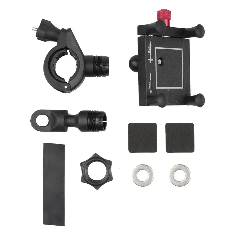 Aluminum Alloy Bicycle Phone Holder Stand Bike Motorcycle Handlebar with Rearview Mirror Mount Four-jaw Locking Stable Mobile