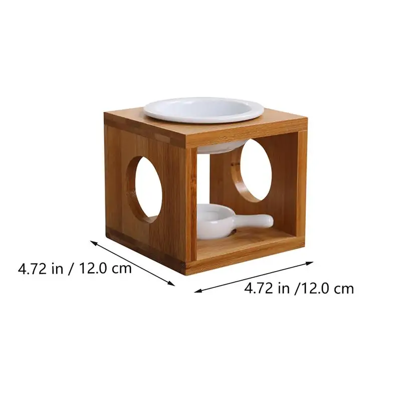 

2 Sets Bamboo Wood Hollow Fragrance Lamp Oil Furnace Aroma Burner Candle Holder