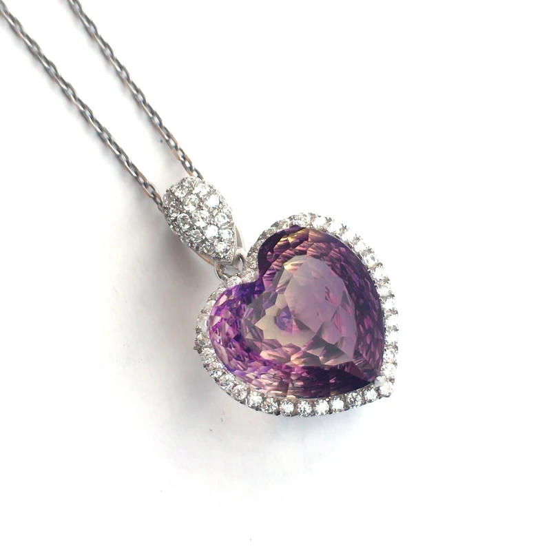 CSJ кольцо с аметрином и Кулон Ювелирные наборы сердце 12 мм Птичье гнездо огранка