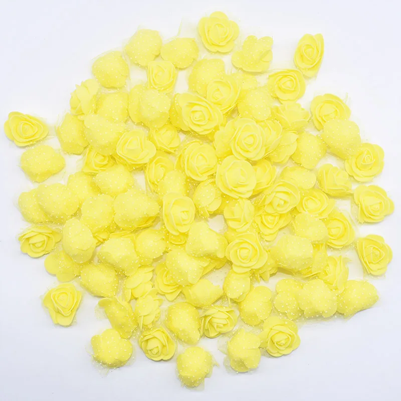 yellow 50 шт./лот 3,5 см мини ПЭ пены розы искусственные головки цветов для DIY венки Аксессуары свадебные украшения вечерние ручной работы - Цвет: yellow