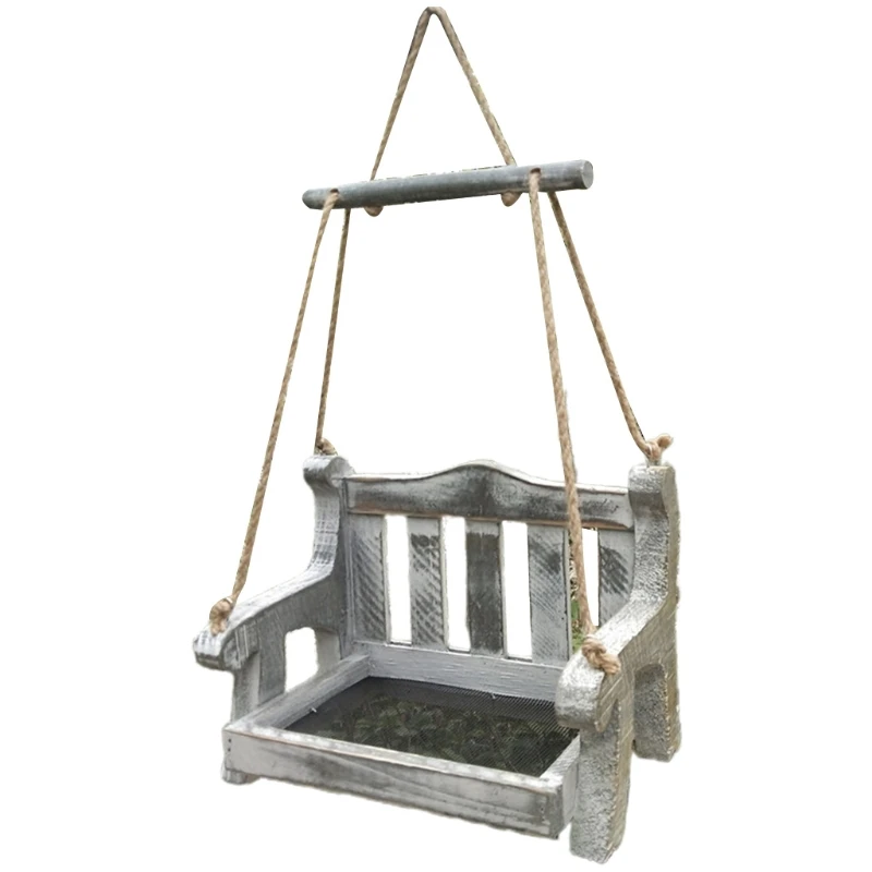 

Outdoor Hanging Wooden Bird Feeder Bird Feeder Swing Chair Feeding Station Yard T21C