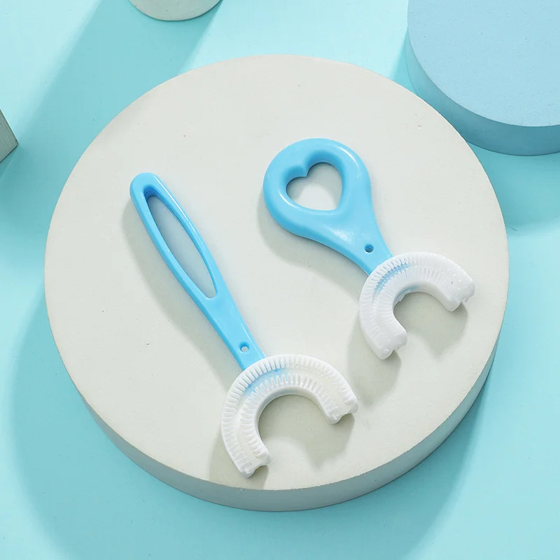 Cepillo de dientes infantil de silicona en U, limpieza Manual de la boca con dibujos animados, accesorios para beb&eacute;s, novedad de 2021-1