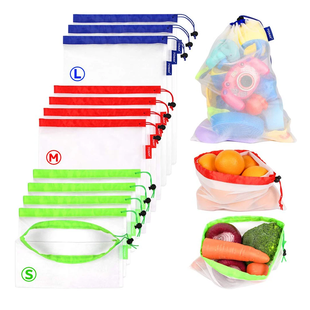 

Hot Selling Reusable Mesh Produce Cotton Washable Mesh Bag