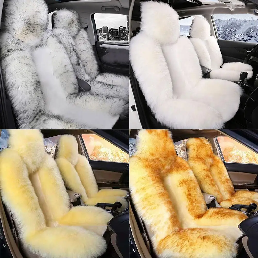 

Car Australian Wool Seat Cover Fur One Winter Plush Interior Autumn Accessories Seat Car Auto Fur Warm Winter Cover J8J2