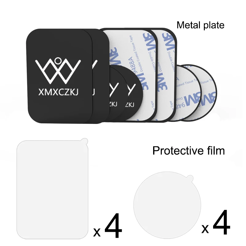 4Round 4Rectangle XMXCZKJ 8 шт./5 В партии металлическая пластина диск железный лист для магнита автомобильный держатель мобильного телефона Металлическая железная пластина для магнитного автомобильного телефона держатель - Цвет: 4Round 4Rectangle