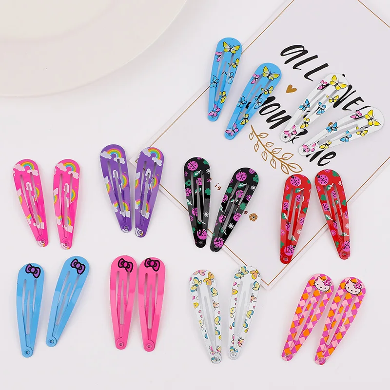 Snap Hair Clip for Children Girls Accessories Kids Hairpin Baby Cute Color Metal Pins Butterfly Dot Bow Print Barrette | Красота и