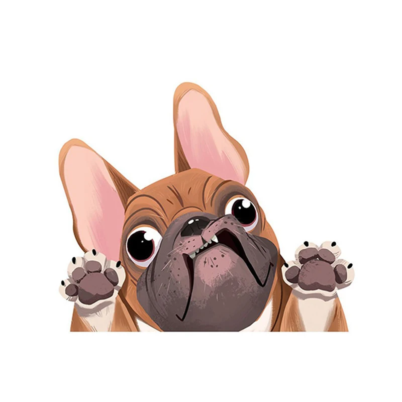 

13X10.9CM Cute Cartoon French Bulldog Sticker Car Window Decoration Cartoon Dog Car Stickers Reflective Vinyl Decal Car Styling
