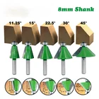 Фрезерный станок 8 мм хвостовик фаски Bits11.25 15 22,5 30 45 градусов Фреза коническая окантовка деревообрабатывающий режущий инструмент