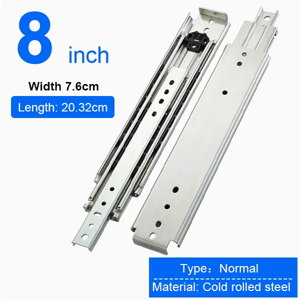 

Направляющие для выдвижных ящиков, ширина 76 мм, тройные, шарикоподшипник 220 кг, направляющие для шкафа 8-38 дюймов, направляющие без замка