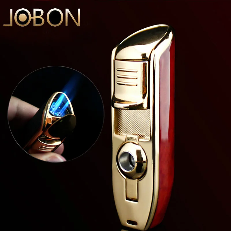 JOBON Новая зажигалка для сигар три прямых пистолета Струи Пламени Зажигалка Ветрозащитная металлическая зажигалка высококачественные курительные подарки