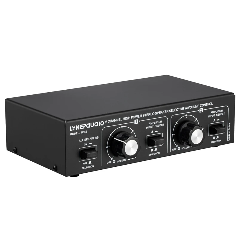 

LYNEPAUAIO 2 Input 2 Output Amplifier Speaker High Power Speaker Selector with Volume Control Switch Distributor Comparator
