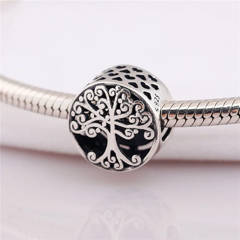 

925 Sterling Silver Tree of Life Pendant Round Fit Original 3mm Bracelet& Bangle Making Fashion DIY Jewelry For Women