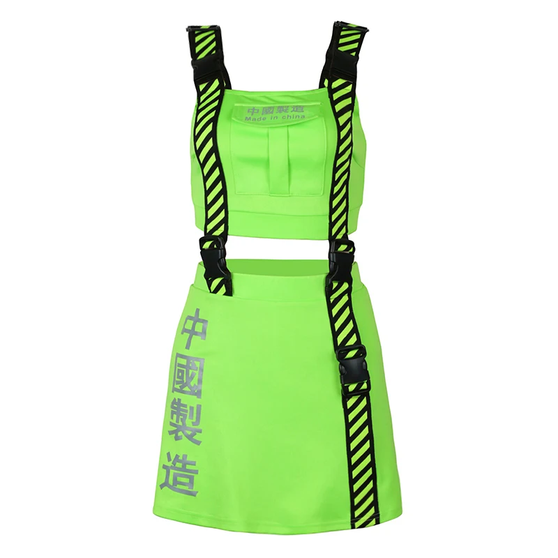 Женский костюм для чарлидинга Rave летняя одежда в стиле хип-хоп зеленая