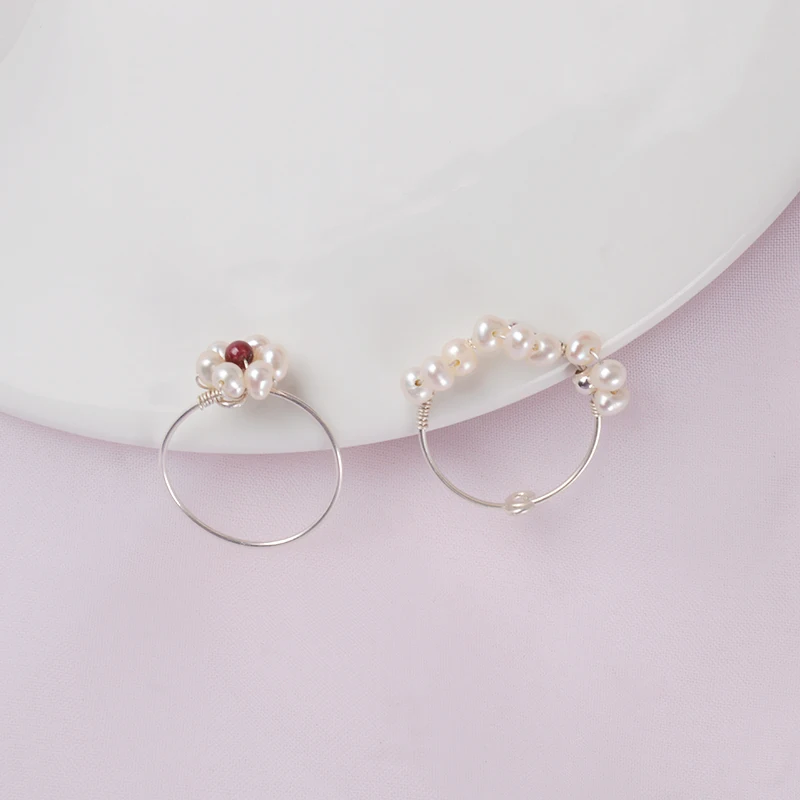 Женские маленькие жемчужные кольца ASHIQI с цветами из натурального серебра 925