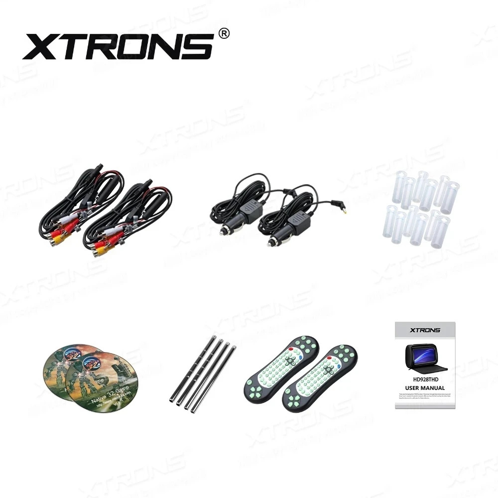 

XTRONS 2pcs 9'' inch Monitor Car Headrest DVD Player 1080P Video Digital Touch Screen Leather Cover HDMI USB SD+IR headphones