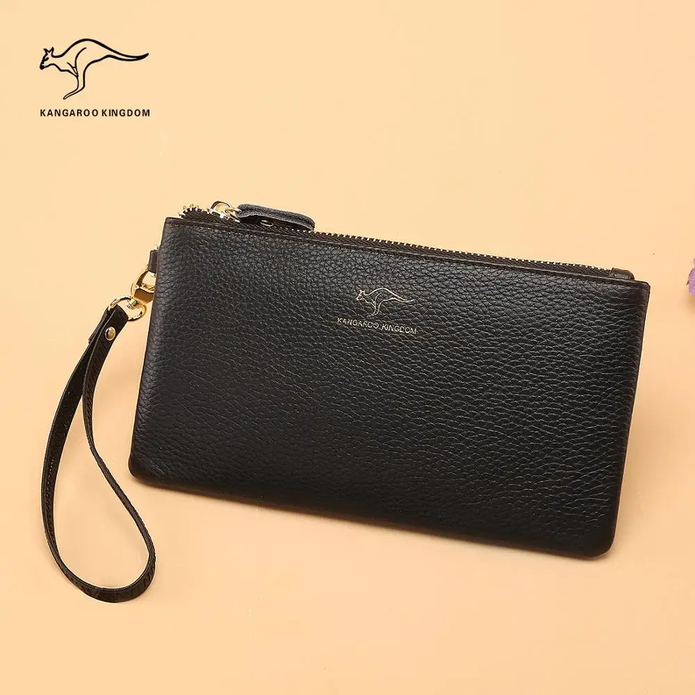 Модные брендовые женские кошельки KANGAROO KINGDOM длинный тонкий клатч из натуральной