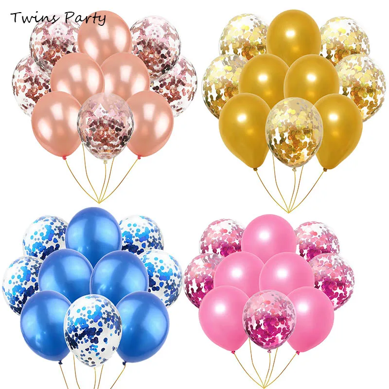 Близнецов вечерние 10 шт 12 дюймовые воздушные шары с конфетти цвета розовое