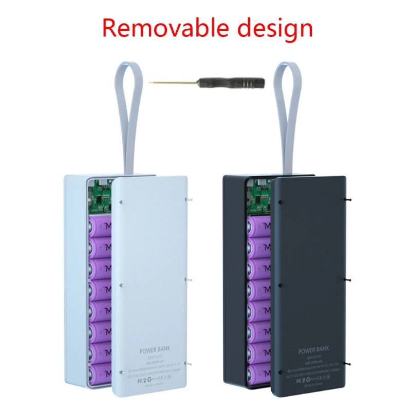 

Detachable LCD Display DIY 16x18650 Battery Case Power Bank Shell External Box without Battery 5W Wireless Charging Box