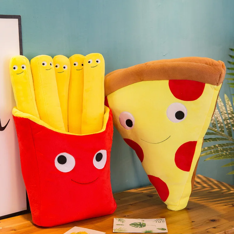 

30CM Toys Creative Cartoon Simulation French Fries Pizza Pillow Soft Stitch Plush Toys Dolls Photographic Prop Sofa Pillows